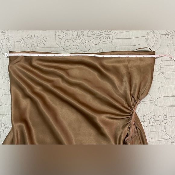 NEW Reformation Nevaeh Satin Midi Dress Sz XL Chanterelle Brown Cutout - Picture 5 of 9